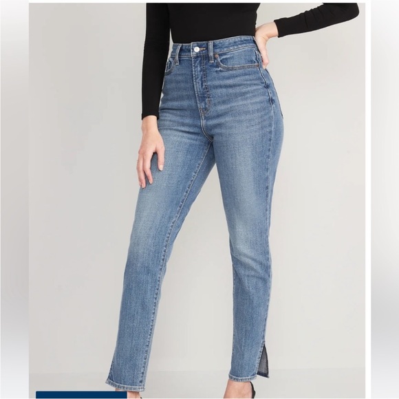 High-Waisted O.G. Straight Side-Slit Ankle Jeans for Women Size 14 Petite Jeans - Picture 7 of 8